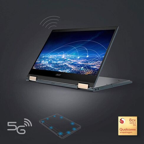 Acer Spin 7, 14" FHD Touch Display, Qualcomm Snapdragon 8cx Gen 2 5G Compute Platform, 8GB LPDDR4X, 512GB Universal Flash Storage, 5G, 4G LTE, Wi-Fi, Backlit KB, FPR, Antimicrobial, SP714-61NA-S1QA in Saudi Arabia