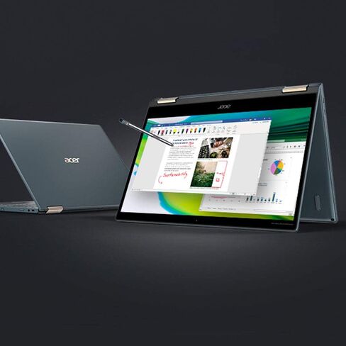 Acer Spin 7, 14" FHD Touch Display, Qualcomm Snapdragon 8cx Gen 2 5G Compute Platform, 8GB LPDDR4X, 512GB Universal Flash Storage, 5G, 4G LTE, Wi-Fi, Backlit KB, FPR, Antimicrobial, SP714-61NA-S1QA in Saudi Arabia