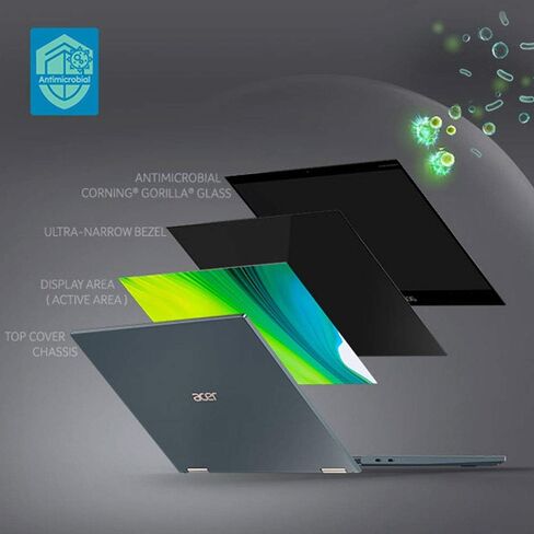 Acer Spin 7, 14" FHD Touch Display, Qualcomm Snapdragon 8cx Gen 2 5G Compute Platform, 8GB LPDDR4X, 512GB Universal Flash Storage, 5G, 4G LTE, Wi-Fi, Backlit KB, FPR, Antimicrobial, SP714-61NA-S1QA in Saudi Arabia