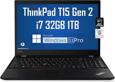 Lenovo Thinkpad T15 Gen 2 (2023) 15.6" FHD (Intel 4-Core i7-1165G7, 32GB RAM, 1TB SSD, UHD Graphics) Full HD IPS Business Laptop, Backlit KB, 2 x Thunderbolt 4, Fingerprint, Wi-Fi 6, Win 11 Pro in Saudi Arabia