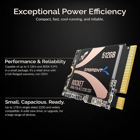 SABRENT Rocket 2230 NVMe 4.0 1TB High Performance PCIe 4.0 M.2 2230 SSD [SB-2130-1TB] in Kuwait