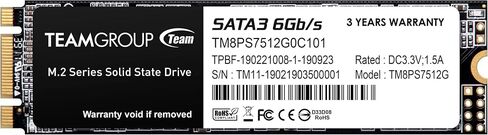 TEAMGROUP MS30 512GB مع SLC Cache 3D NAND TLC M.2 2280 SATA III 6Gb/s محرك أقراص الحالة الصلبة الداخلي SSD (سرعة القراءة/الكتابة تصل إلى 530/430 ميجابايت/ثانية) متوافق مع الكمبيوتر المحمول والكمبيوتر المكتبي TM8PS7512G0C101 in Kuwait