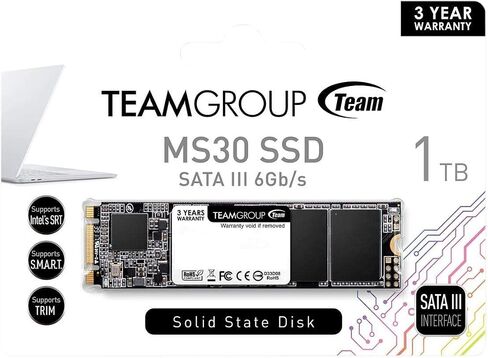 TEAMGROUP MS30 512GB مع SLC Cache 3D NAND TLC M.2 2280 SATA III 6Gb/s محرك أقراص الحالة الصلبة الداخلي SSD (سرعة القراءة/الكتابة تصل إلى 530/430 ميجابايت/ثانية) متوافق مع الكمبيوتر المحمول والكمبيوتر المكتبي TM8PS7512G0C101 in Kuwait