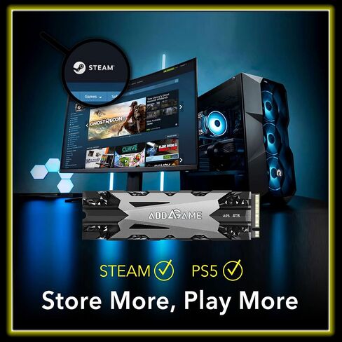 Addlink A93 2TB Storage Expansion for PS5 Console with Heatsink, Up to 7400mb/s, Gen 4 PCIe NVMe m.2 2280, SLC Cache Internal Solid State Drive(‎ad2TBA93M2P) in Kuwait