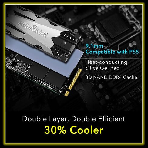 Addlink A93 2TB Storage Expansion for PS5 Console with Heatsink, Up to 7400mb/s, Gen 4 PCIe NVMe m.2 2280, SLC Cache Internal Solid State Drive(‎ad2TBA93M2P) in Kuwait