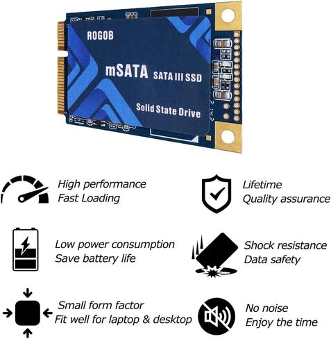 ROGOB 512GB mSATA SSD SATA III 6Gb/s شكل صغير محرك أقراص الحالة الصلبة الداخلي قرص صلب صغير لأجهزة الكمبيوتر المحمول Ultrabook Desktop (30 x 50mm) in Kuwait