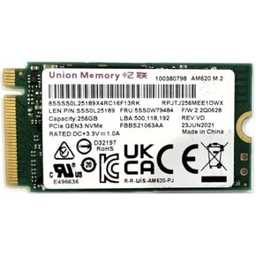 أوي ديسين وسيط تخزين داخلي ذو حالة ثابتة 256GB بمنفذ PCIe NVMe M.2 2242 SSD من يونيون ميموري SSS1B60641، عبوة او اي ام in Kuwait
