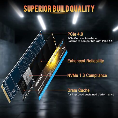 INLAND 1TB Gaming Performance Plus NVMe Internal Gaming SSD Solid State Drive with Heatsink Optimized for PS5 - Gen4 PCIe, M.2 2280, DRAM Cache, 176-Layer TLC 3D NAND Flash, Up to 7000MB/s in Kuwait