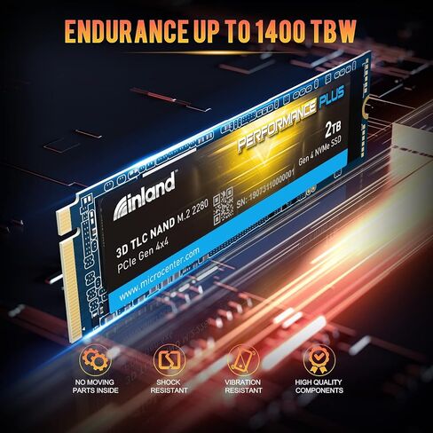 INLAND 1TB Gaming Performance Plus NVMe Internal Gaming SSD Solid State Drive with Heatsink Optimized for PS5 - Gen4 PCIe, M.2 2280, DRAM Cache, 176-Layer TLC 3D NAND Flash, Up to 7000MB/s in Kuwait