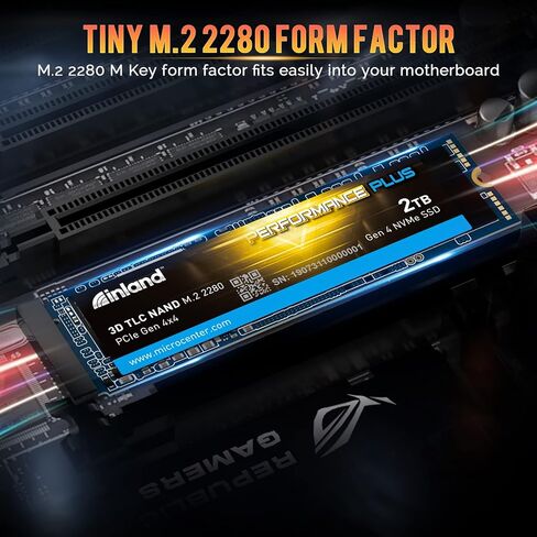 INLAND 1TB Gaming Performance Plus NVMe Internal Gaming SSD Solid State Drive with Heatsink Optimized for PS5 - Gen4 PCIe, M.2 2280, DRAM Cache, 176-Layer TLC 3D NAND Flash, Up to 7000MB/s in Kuwait