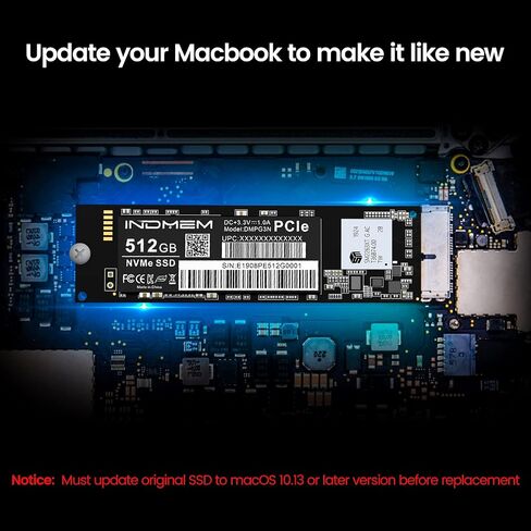INDMEM PCIe NVMe Gen3x4 SSD 1TB 3D TLC NAND Flash Hard Drive SSD Replacement for Macbook Air 2013-2017, Macbook Pro Retina 2013-2015, iMac 2013-2017, Mac Pro 2013, Mac Mini 2014 (1TB) in Saudi Arabia