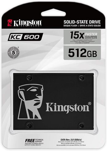 قرص تخزين صلب SSD موديل KC600 من كينجستون 2.5 بوصة، ساتا 3 in Saudi Arabia