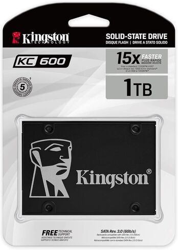 كينغستون SSD داخلي KC600 SKC600B/512G مقاس 2.5 انش، ساتا Rev 3.0، تي ال سي ثلاثي الابعاد، تشفير XTS-AES 256-bit - مع مجموعة ترقية in Saudi Arabia