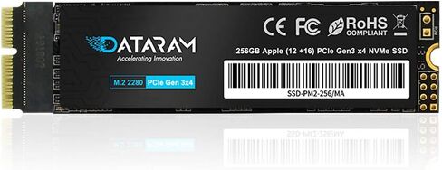 وسيط تخزين ذو حالة ثابتة NVMe من DATARAM بسعة 256 جيجابايت M.2 M-Key PCIe NVMe لجهاز MacBook2013-16 من MacBook، Mac Pro، Air، Mini، iMac in Kuwait
