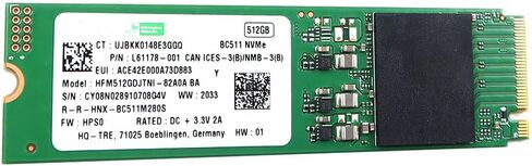 محرك الحالة الصلبة L61178-001 قطع غيار بديلة متوافقة لـ HP SK Hynix BC511 HFM512GDJTNI 512GB PCI Express 3.0 x4 3D NAND NVMe M.2 2280 SSD داخلي in Saudi Arabia