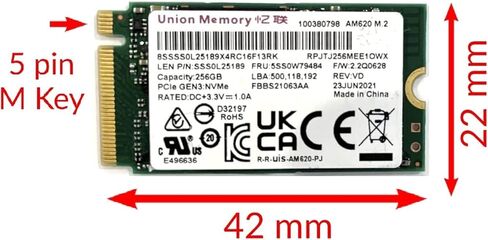 أوي ديسين وسيط تخزين داخلي ذو حالة ثابتة 256GB بمنفذ PCIe NVMe M.2 2242 SSD من يونيون ميموري SSS1B60641، عبوة او اي ام in Kuwait