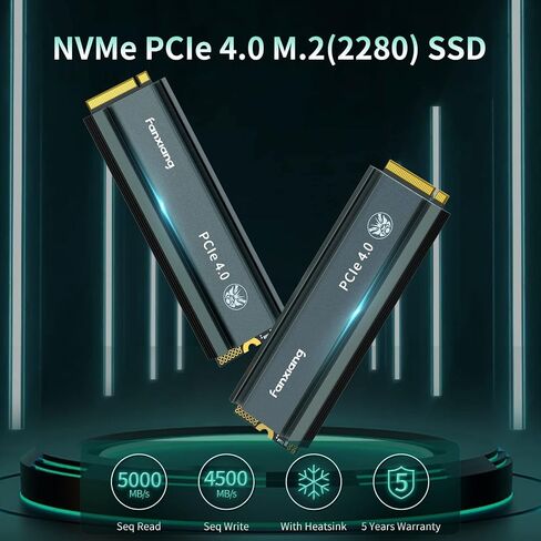 محرك أقراص الحالة الصلبة الداخلي fanxiang S660 500GB PCIe 4.0 NVMe SSD M.2 2280 - مع مبدد حرارة، يصل إلى 5000 ميجابايت/ثانية، متوافق تمامًا مع PS5، ذاكرة التخزين المؤقت الديناميكية SLC in Kuwait
