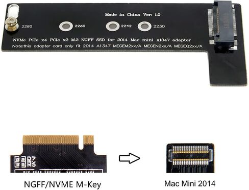 M.2 NGFF M-Key NVME SSD Convertor Card for 2014 Mac A1347 MEGEN2 MEGEM2 MEGEQ2 Mini in Kuwait
