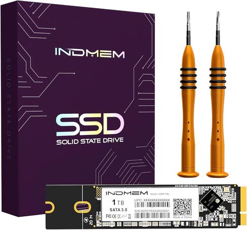 محرك أقراص صلبة SSD ساتا من إندمي 1 تيرابايت ثلاثي الأبعاد تي ال سي فلاش مع أدوات لأجهزة ماك بوك آير صنع في منتصف 2012 A1465 (EMC 2558)، A1466 (EMC 2559) in Kuwait