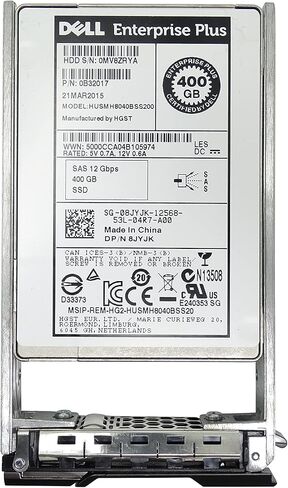محرك الأقراص ذو الحالة الصلبة Dell 8JYJK سعة 400 جيجابايت SAS وسرعة 12 جيجابت في الثانية مقاس 2.5 بوصة Enterprise Plus SSD (متجدد) in Saudi Arabia