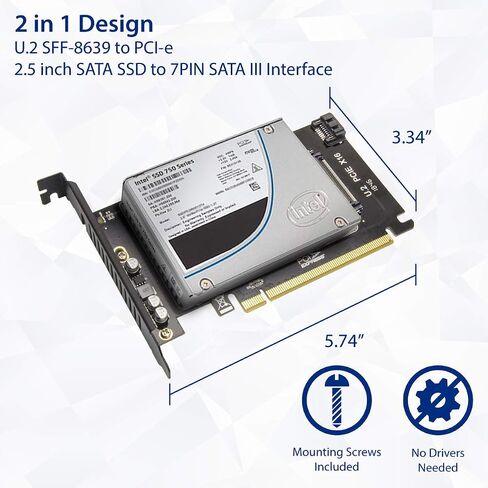 2.5 بوصة U.2 Nvme Drive to PCI Express X16 Slot Card أو SATA III SSD/HDD PCI Mount in Saudi Arabia