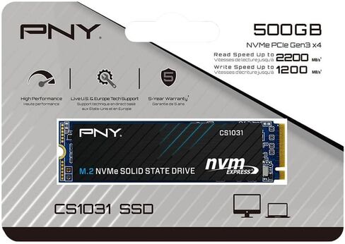 PNY CS1031 500GB PCIe Gen3 x4 NVMe M.2 2280 Internal SSD in Saudi Arabia