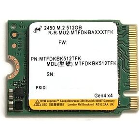 ميكرون SSD 512GB M.2 2230 30mm NVMe PCIe 4.0 Gen4 x4 MTFDKBK512TFK 2450 Series Solid State Drive for PS5 Dell HP Lenovo Ultrabook Surface Pro Steam Deck in Saudi Arabia