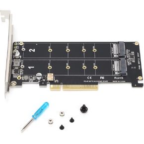 Adapter Card, NVME SSD and M.2 PCIE Interface Device, 2 X 32Gbps Full Speed Signals, M.2 Hard Disk Interface, PCIe X8 Interface Thickening Technology for Home Computers(Black) in Kuwait
