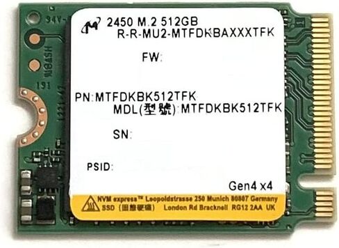 ميكرون SSD 512GB M.2 2230 30mm NVMe PCIe 4.0 Gen4 x4 MTFDKBK512TFK 2450 Series Solid State Drive for PS5 Dell HP Lenovo Ultrabook Surface Pro Steam Deck in Saudi Arabia