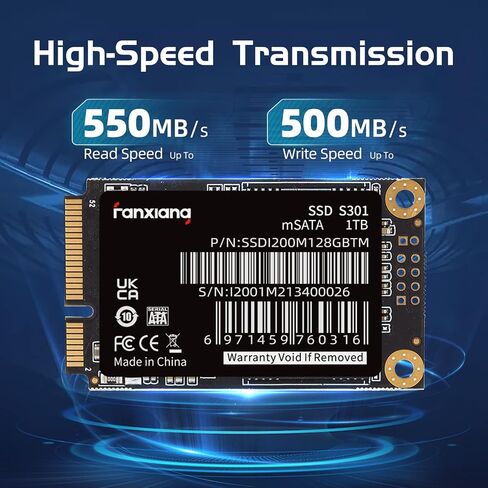 فانكسيانغ وسيط تخزين ذو حالة ثابتة داخلي S301 بسعة 512GB mSATA III 6Gb/s، بتقنية ناند ثلاثي الابعاد، متوافق مع كمبيوتر الترا بوك المكتبي واللابتوب in Kuwait