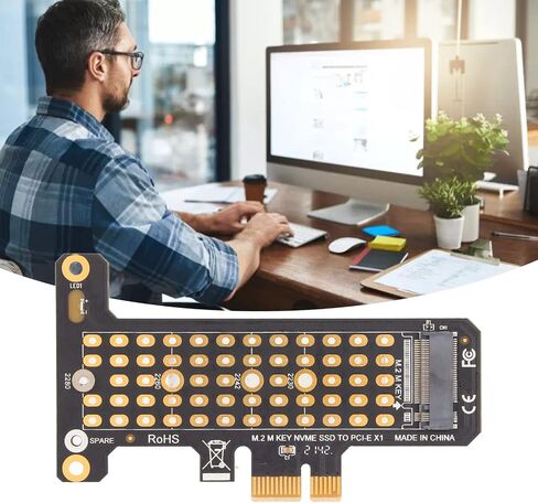 بطاقة Riser NVME M.2 إلى PCIE X1، دعم واجهة PCIE، تصميم نقل الحرارة من الألومنيوم، دعم SSD 2230، حاجز نصف ارتفاع لنظام التشغيل Windows لـ M Key M.2 SSD in Saudi Arabia