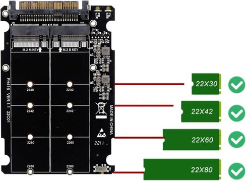Septpenta NGFF M Key to M.2 NVME SSD Enclosure، تقنية تعزيز الإشارة عالية السرعة، محول NVME NGFF إلى SFF 8639، مع وظيفة مؤشر التبديل تدعم NVMe SSD وSATa NGFF SSD (أبيض) in Saudi Arabia