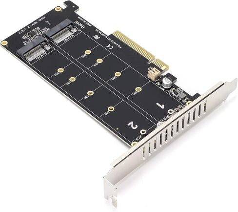 Adapter Card, NVME SSD and M.2 PCIE Interface Device, 2 X 32Gbps Full Speed Signals, M.2 Hard Disk Interface, PCIe X8 Interface Thickening Technology for Home Computers(Black) in Kuwait