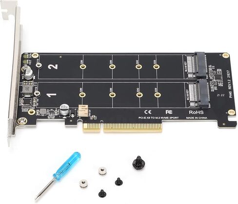 Adapter Card, NVME SSD and M.2 PCIE Interface Device, 2 X 32Gbps Full Speed Signals, M.2 Hard Disk Interface, PCIe X8 Interface Thickening Technology for Home Computers(Black) in Kuwait