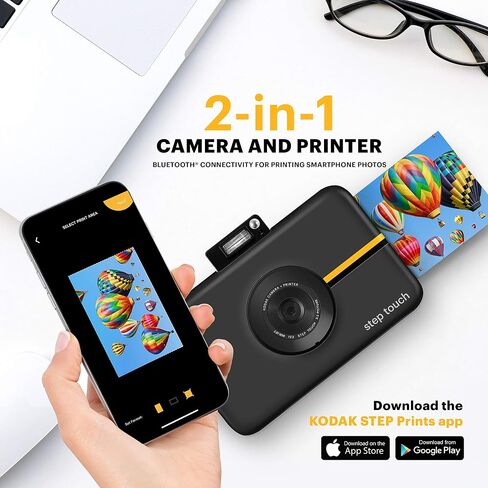 Kodak Step Touch | 13MP Digital Camera & Instant Printer with 3.5 LCD Touchscreen Display, 1080p HD Video - Editing Suite, Bluetooth & Zink Zero Ink Technology | White in Kuwait