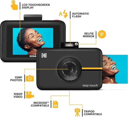 Kodak Step Touch | 13MP Digital Camera & Instant Printer with 3.5 LCD Touchscreen Display, 1080p HD Video - Editing Suite, Bluetooth & Zink Zero Ink Technology | White in Kuwait