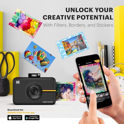 Kodak Step Touch | 13MP Digital Camera & Instant Printer with 3.5 LCD Touchscreen Display, 1080p HD Video - Editing Suite, Bluetooth & Zink Zero Ink Technology | White in Kuwait