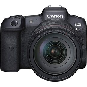 كاميرا Canon EOS R5 كاملة الإطار بدون مرآة مع RF24-105mm F4 L هي مجموعة عدسات USM - فيديو 8K، مستشعر CMOS كامل الإطار 45 ميجابكسل، معالج الصور DIGIC X، غالق ميكانيكي يصل إلى 12 إطارًا في الثانية (الجسم + العدسة)