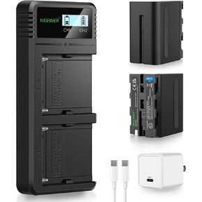 بطارية NEEWER 10050 مللي أمبير NP-F970 مع مجموعة شاحن سريع 20 وات PD، عبوتان بطارية بديلة لـ NP-F970/950/750/550 متوافقة مع كاميرا فيديو سوني in Saudi Arabia