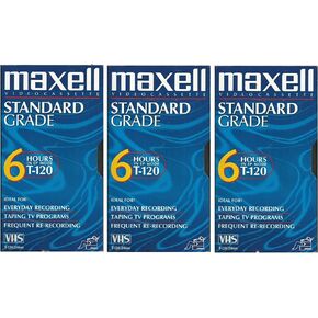 Maxell VHS Blank 3-Pack Standard Grade T-120 6 Hour EP Mode /246m in Kuwait