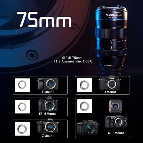 SIRUI 75mm F1.8 1.33X APS-C Anamorphic Lens for EF-M Mount, Blue Flare in Saudi Arabia