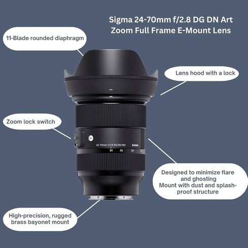 إطار كامل من Sigma 24-70 ملم f/2.8 DG DN Art Zoom متوافق مع عدسات تثبيت Sony E-Mount مع قرص صلب LaCie Rugged Mini سعة 1 تيرا وحزمة بطاقة ذاكرة SD سعة 64 جيجا (3 منتجات) in Saudi Arabia