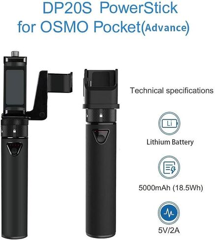 Smatree Portable Osmo Pocket 2 PowerStick(Power Bank) Compatible for DJI Osmo Pocket 2 & DJI Osmo Pocket, Handheld Smartphone Holder Mount Bracket for Osmo Pocket Camera in Saudi Arabia