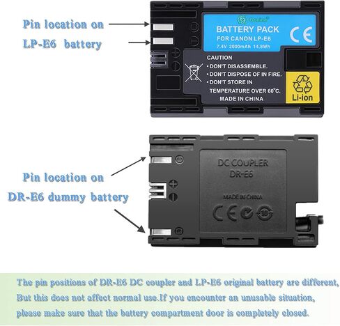 ACK-E6 AC Power Adapter Gonine Decode ACK-E6 + DR-E6 DC Coupler Kit (LP-E6/LP-E6N Battery Replacement) for Canon EOS 70D/7D, EOS 60D/6D, EOS 5D Mark II III, EOS 5DS, EOS 5DS-R Camera. in Saudi Arabia