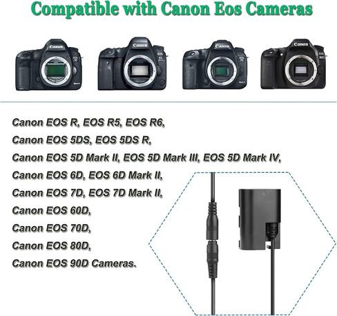 ACK-E6 AC Power Adapter Gonine Decode ACK-E6 + DR-E6 DC Coupler Kit (LP-E6/LP-E6N Battery Replacement) for Canon EOS 70D/7D, EOS 60D/6D, EOS 5D Mark II III, EOS 5DS, EOS 5DS-R Camera. in Saudi Arabia