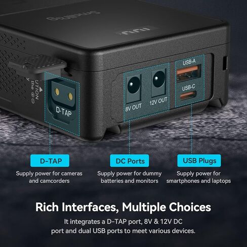 SMALLRIG V Mount Battery VB50, 50Wh / 3400mAh V Mount Battery with 45W Output, 1.5H Full Charge, with USB-C, D-TAP, USB-A, Dual DC Ports, OLED Screen, for Cameras, Phones, Camcorders, Monitors in Saudi Arabia
