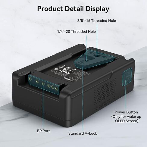 SMALLRIG V Mount Battery VB50, 50Wh / 3400mAh V Mount Battery with 45W Output, 1.5H Full Charge, with USB-C, D-TAP, USB-A, Dual DC Ports, OLED Screen, for Cameras, Phones, Camcorders, Monitors in Saudi Arabia