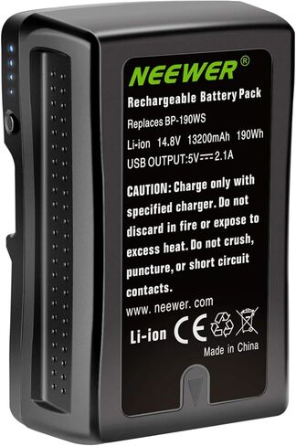 بطارية Neewer V Mount/V Lock - 190Wh 14.4V 12800mAh بطارية ليثيوم أيون قابلة للشحن لكاميرا فيديو البث ، متوافقة مع سوني HDCAM ، XDCAM ، كاميرات سينما رقمية وكاميرات الفيديو الأخرى in Kuwait