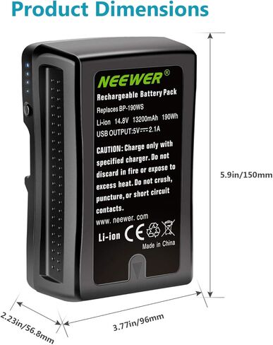 بطارية Neewer V Mount/V Lock - 190Wh 14.4V 12800mAh بطارية ليثيوم أيون قابلة للشحن لكاميرا فيديو البث ، متوافقة مع سوني HDCAM ، XDCAM ، كاميرات سينما رقمية وكاميرات الفيديو الأخرى in Kuwait