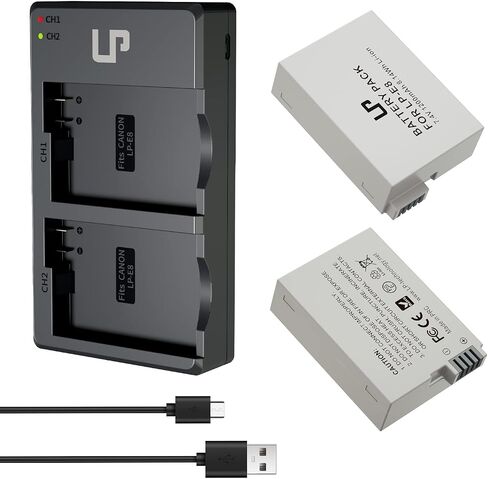 LP E8 Replacement Battery, 2 Pack 1900mAh E8 Batteries for Canon EOS Rebel T2i, T3i, T4i, T5i, EOS 550D, EOS 600D, EOS 650D, EOS 700D DSLR Digital Camera (NOT for T2 T3 T4 T5) in Saudi Arabia